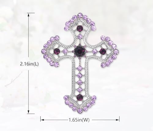 Image of Gyn&Joy Sparkle Crystal Rhinestones Holy Cross Brooch Pin Jewelry For Women Men