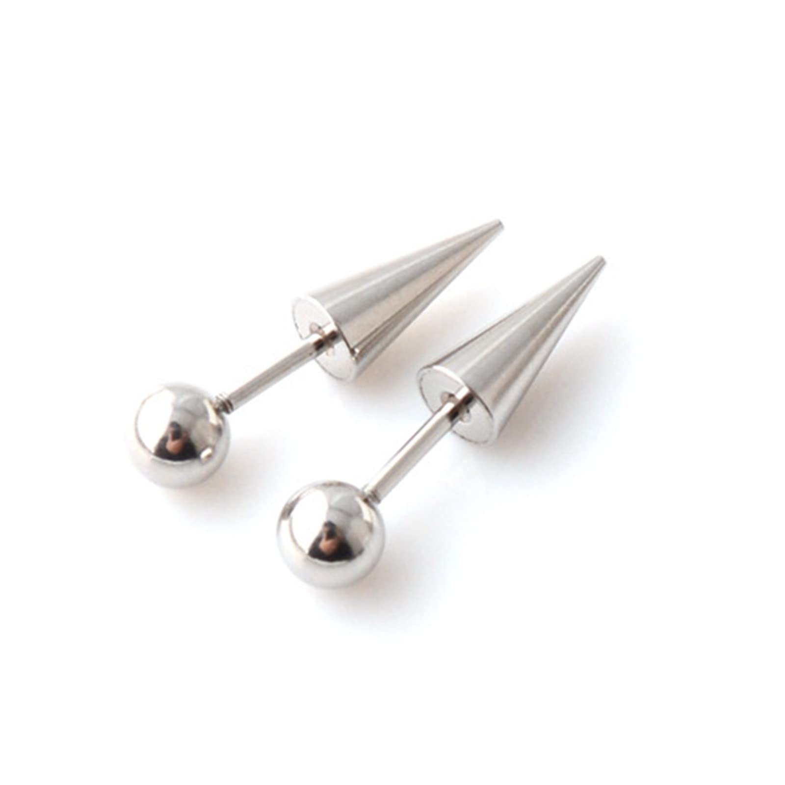 Vsilay Men's Steel Color Set Of 2 Stainless Steel Tapers Earrings Piercing Jewelry Earrings Spike Stud Earrings Set Great Gift For Wo