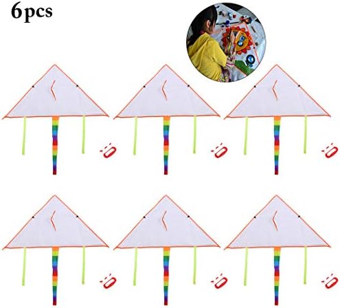 Fansport Kite for Kids Triangle Kite DIY Creative Kite for Outdoor Games and Activities, Flying Blank Painting Kite with Swivel and Line (6PCS)