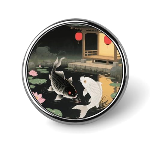 Japanese Yin Yang Koi Fish Brooch Pins Aluminum Alloy Lapel Pins for Men Women Custom Badge Button Decorative Jewelry Charms for Hats Bags Backpacks Suits Shirts Scarves Clothing Accessories Party Gif