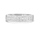 Diamond Delight 1/2 Carat Real Natural Diamond Band Ring for Women - 14k White Gold Wedding Band for Her - Pave Set Multi Row (H, VS1, 0.50 cttw) - Anniversary Ring Size 6