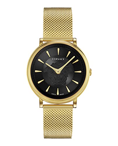 Montre analogique Versace mid-32402 chic en or jaune avec son grand bracelet