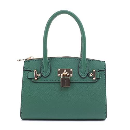 EVVE Bolsa feminina para noite de festa, mini bolsas para coquetel, formatura, com corrente e cadeado, Verde Kelly
