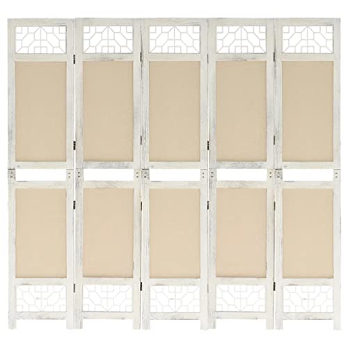 kithwjll Lot de 5 séparateurs de pièce - 175 x 165 cm - En tissu crème - Paravent brise-vue pliable pour salon, chambre à coucher, bureau, salle à manger - Séparateur de pièce et décoration