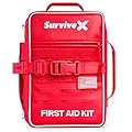 SurviveX Large Pro First Aid Kit for Car, Travel & Home - Emergency Kit for Hiking, Camping, Backpacking and Outdoors - Includes Zip Stitch Wound Closure Strips