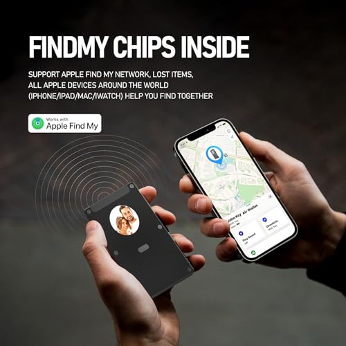 Smart Metal Wallet with Custom 4-Color E-Ink Screen, Double-Tap to Show Contact Info, Built-in Find My Tracker (iOS Only), RFID-Blocking Metal Design, Holds 12 Cards & Removable Cash Clip4