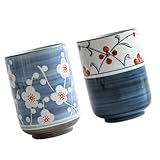 ANDRESLAD 2 Stück Japanische Teetassen Handbemalter Keramik Elegante Büro kaffeebecher Dekorative Geruchsfreie Trinkgefäße für Tee und Kaffee Stilvoll für Zuhause und Gaststätten