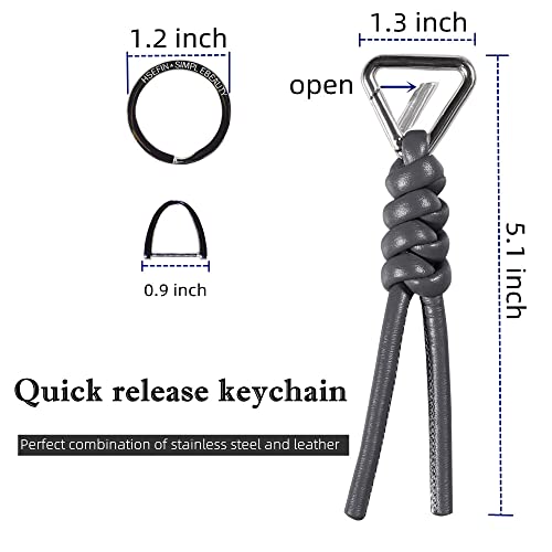 Image of Leather Key Chain Car Universal Unisex Key Chain with Removable Triangle Open Key Ring