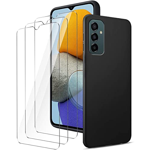 LYZXMY Funda para Samsung Galaxy M23 5G/F23(6.6') Negro Carcasa + 3 Unidades Protector de Pantalla Vidrio Templado, Cover Caso Gel TPU Silicona Suave Case