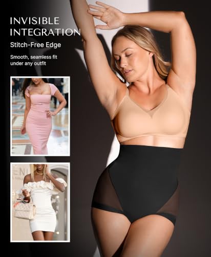 Image of SHAPELLX Women High Waist Tummy Control Slips Shapewear Panties Under Dress