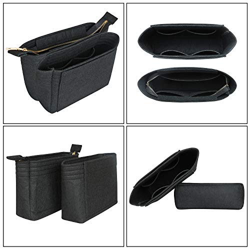 Vancore Felt Mini Handbag Organizer Insert, 2 Pieces Tidy Purse Organizer For Tote Insert Liner Bag In Bag Organizer, Black #TOP5