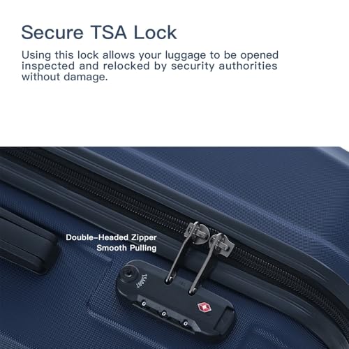 Navy 3 Piece Lightweight Luggage Set - ABS Hard Shell Suitcases with Lock and Smooth Wheels (20/24/28 inches)4