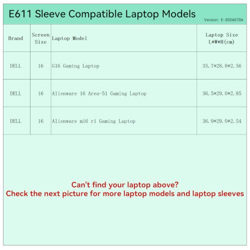 Image of Smatree Elite Laptop Sleeve for 16 inch DELL Alienware 16 Area-51 /m16 r1 Gaming Laptop, for DELL G16, Protective Laptop Case with Pocket(E611)