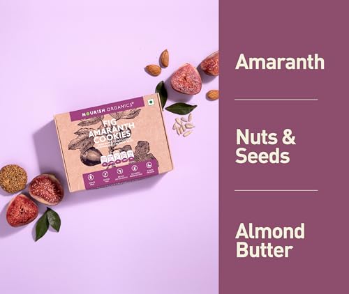 Image of Nourish Organics Fig Amaranth Cookies, 110g | Figs & Crunchy Nuts | Gluten-Free | No Refined Sugar | High Fibre | Clean Label | Healthy Snack | Single Pack