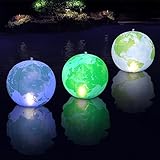 Cootway Solar Floating Pool Lights, 15' Color Changing Solar Glow Globe Pool Lights that Float, Inflatable Waterproof Floating Earth Pool Light Balls Auto ON/OFF, Float or Hang in Pool Yard Decor-1PCS