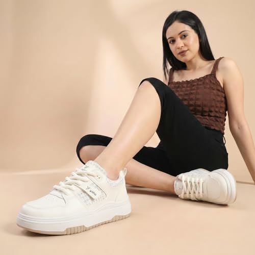 Image of YOHO UrbanDash Sneakers for Woman | Strong Grip, Thick Laces, Cushioned Insoles | Comfortable & Stylish for Everyday Use Shoes for Woman /Girls /Ladies -0736