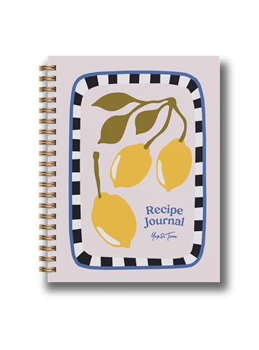 Carnet de recettes de cuisine Yop & Tom A5 au design haut de gamme citrons jaunes
