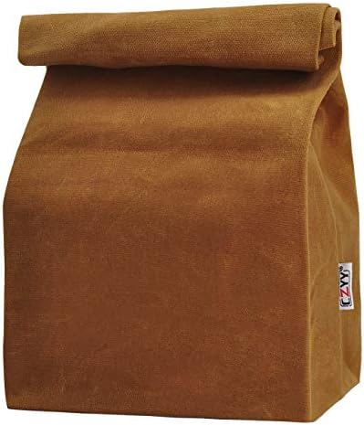 Waxed Canvas Lunch Bags Brown Paper Bag Styled - Classic Updated - Reusable and Washable, Worthbuy Lunch Box for Men & Women