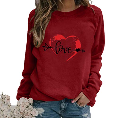 GuliriFei Sudadera para mujer, de manga larga, con estampado de corazón, informal, suelta, con cuello redondo Cover