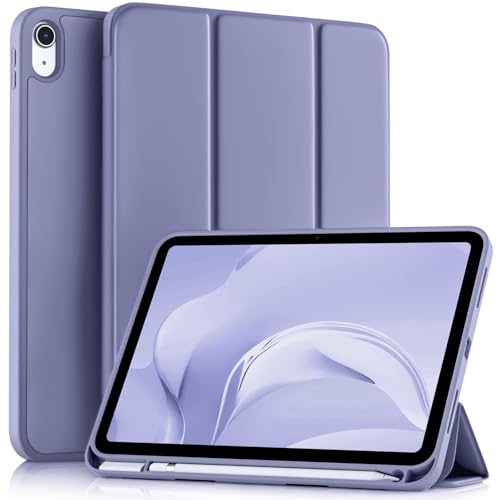 Akkerds Compatible with iPad (A16) 11th Generation Case 11 Inch 2025, for iPad 10th Generation Case 10.9 Inch 2022 with Pencil Holder,Slim Trifold Stand Protective Cover with Soft TPU Back,LightPurple