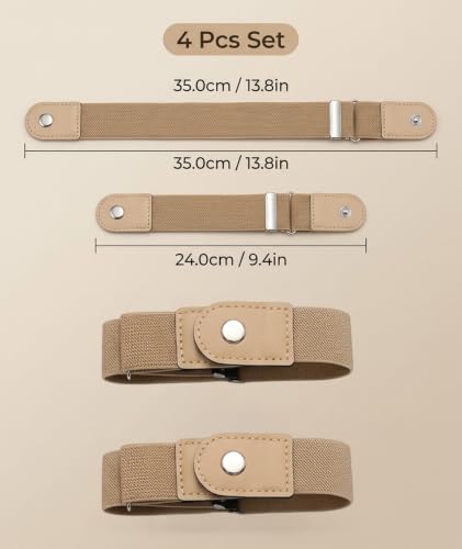Image of 4PCS No Buckle Belt for Men, Buckle Less Belt for Men, Elastic Belt for Men Adjustable Stretch Waistband for Work, Casual, or Outdoor Use (brown4)