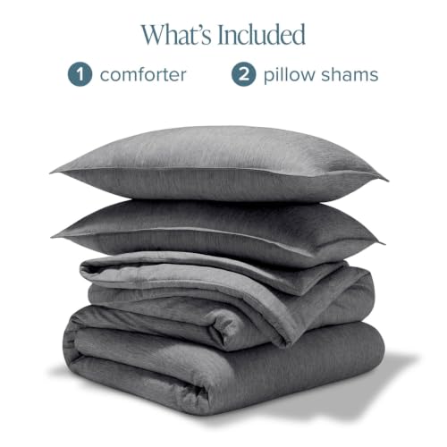 Image of Bare Home Comforter Set - Queen Size - Ultra-Soft - Goose Down Alternative - Premium 1800 Series - All Season Warmth Comforter (Queen, Heathered Charcoal)