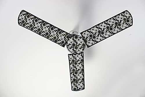 Image of Stylista Waterproof & Dustproof Three Blade Ceiling Fan Cover with attachable Enclosure Set of 1 Fan Cover Trellis Pattern Grey