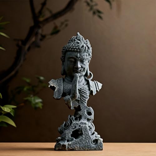 Estatua Zen Buda Doble Cara Piedra Verde miniatura 3