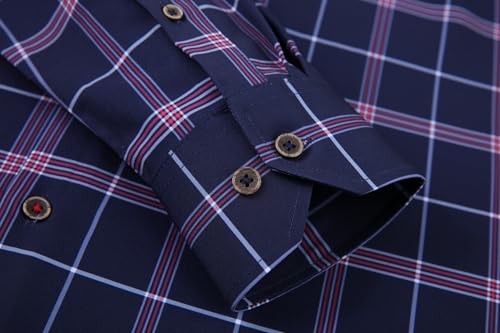 Alex Vando Mens Button Down Shirts Wrinkle Free 4-Way Stretch Print Business Casual Shirt