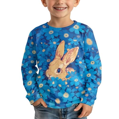 Image of Girls Cartoon Print Long Sleeve Graphic Tee Casual Crew Neck T-Shirts for 3-16 Years Little Girls