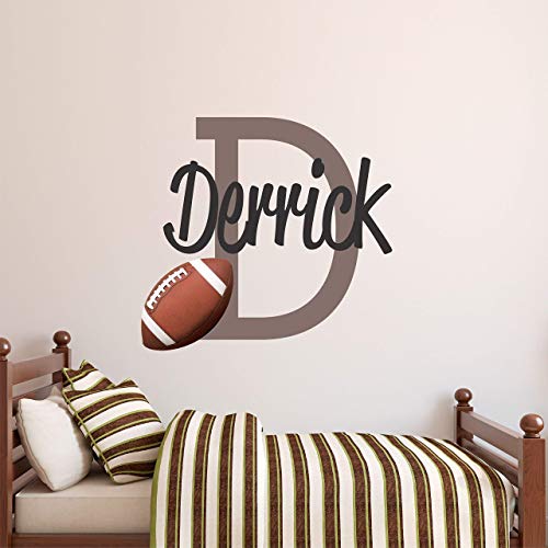 Custom Name Football Personalized Wall Decal - Boys Girls Personalized Name Football Sports Wall Sticker - Custom Name Sign - Custom Name Stencil Monogram - Room Wall Decor …