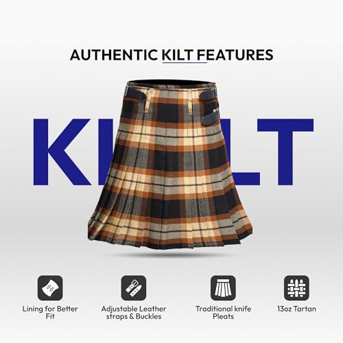 Image of 8 Yard Mens Kilt - Authentic Tartan Kilt for Men Highland Outfit for Weddings & Traditional Scottish Wear