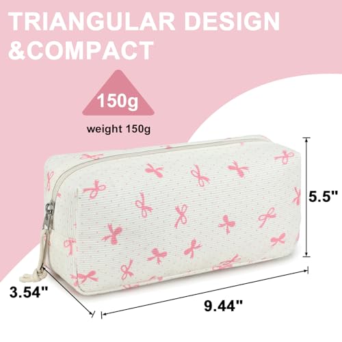 Image of LEDAOU Cute Pencil Case for Kids Girls Boys Pencil Pouch kawaii Pen Pencil Box Bag Holder for School Students (Pink Bow)