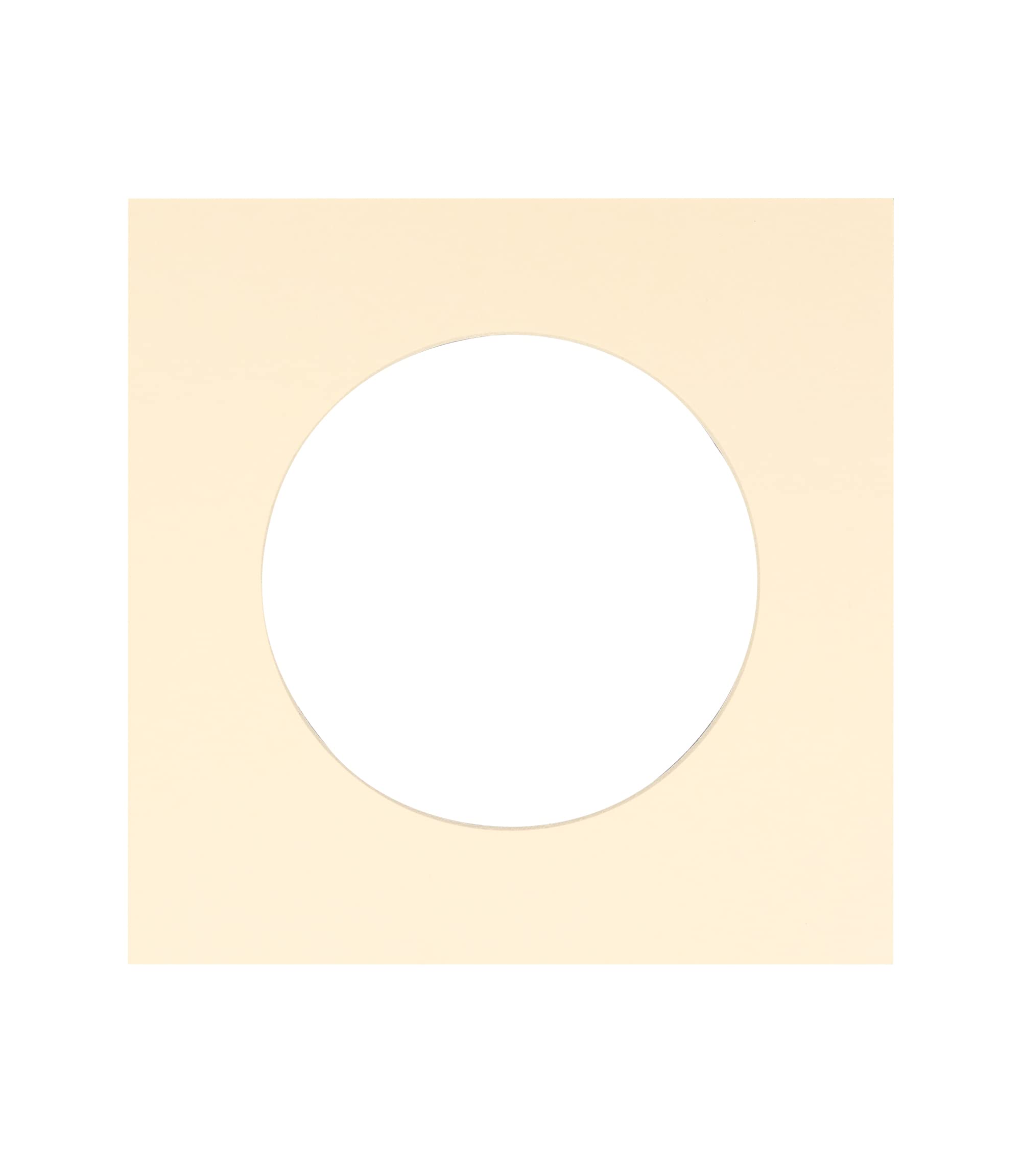 10x10 Mat Bevel Cut for 6x6 Photos - Precut Cream Circle Shaped Photo Mat Board Opening - Acid Free Matte to Protect Your Pictures - Bevel Cut for Family Photos, Pack of 1 Matboard Show Kit with Acid