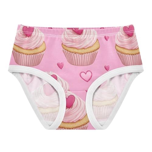 Wusikd Cute Pink Cupcakes Girls' Underwear Cotton Heart Girls Briefs Soft Toddler Underwear 2T
