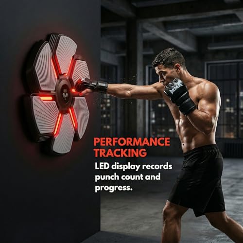 Image of Music Boxing Machine, Smart Bluetooth Punching Trainer Wall Mounted with Boxing Gloves, LED Electronic Boxing Target for Adults, 9 Modes & 9 Speeds Music Punching Machine for Home Gym Workout
