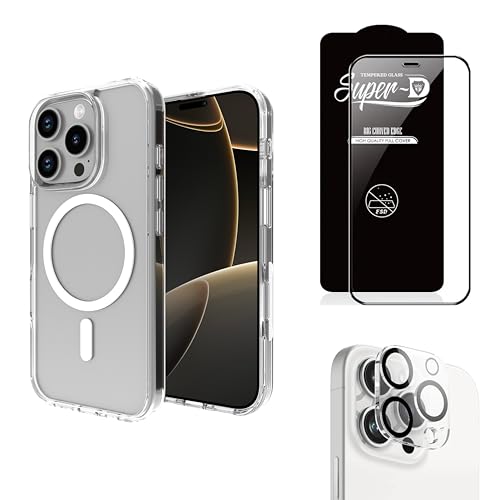 Image of Polycarbonate Case for iPhone 16 Pro, [Military Grade Drop Protection] Full Body Heavy Duty Rugged Case Shockproof Protective - Combo [1 Case + Screen Protector + Camera Lens] Transparent