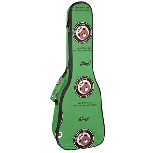 Housse ukulélé ténor étanche verte motif ours et étui rembourré concert 53-60 cm