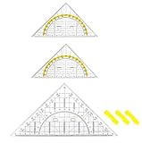 3 Stück Geodreieck mit Griff, 1x22,5cm Groß und 2x15,7cm Klein, Multifunktionales Zeichendreieck mit Winkelmesser, Für Studenten Büro Designer Professionelle Zeichnung Malerei