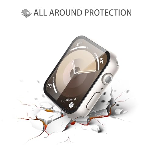 Image of Misxi Case with Screen Protector for 45mm Apple Watch Series 9 /8 /7 | 2-Pack Cover with Tempered Glass for 9 /8 /7, Scratch Resistant Sensitive Touch Protection, Starlight