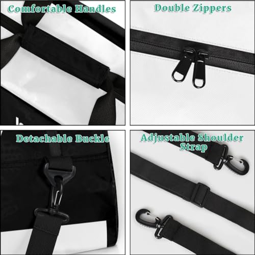 Personalized Custom Kids Duffel Bags for Boys Teen Girls, Customized Sports Gym Bag Travel Duffle Bag, Overnight Weekender Sleepover Bag, Martial Arts Taekwondo White Section 434