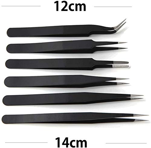 精密ピンセット ピンセット 極細ピンセット プラモデルピンセット ESDピンセット 静電防止ピンセット 耐酸 防腐 防錆 防磁 精密機器用 ステンレス製 電子工作用 模型製作 精密 極細 ピンセット 9本ピンセットセット 収納袋付 5枚目