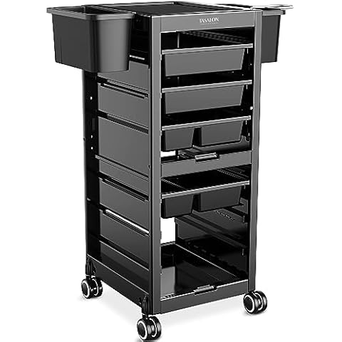 TASALON Professional Salon Trolley Cart, Hair Salon Equipment for Salon Station, Space Saving Salon Hair Cart 4 Drawers & 2 Storage Baskets, Salon Stations for Hair Stylist, Multipurpose Tool Cart Cover