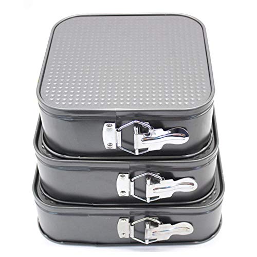 Arvin87Lyly DIY - Molde para Tartas (Parte Inferior Cuadrada con Hebilla, 3 Unidades, Resistente a Altas temperaturas)