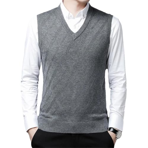 Dcvmvmn Men Sweater Vest Autumn Winter Knitted Short Slim Fit Mens Casual Solid Color V-Neck Sweater