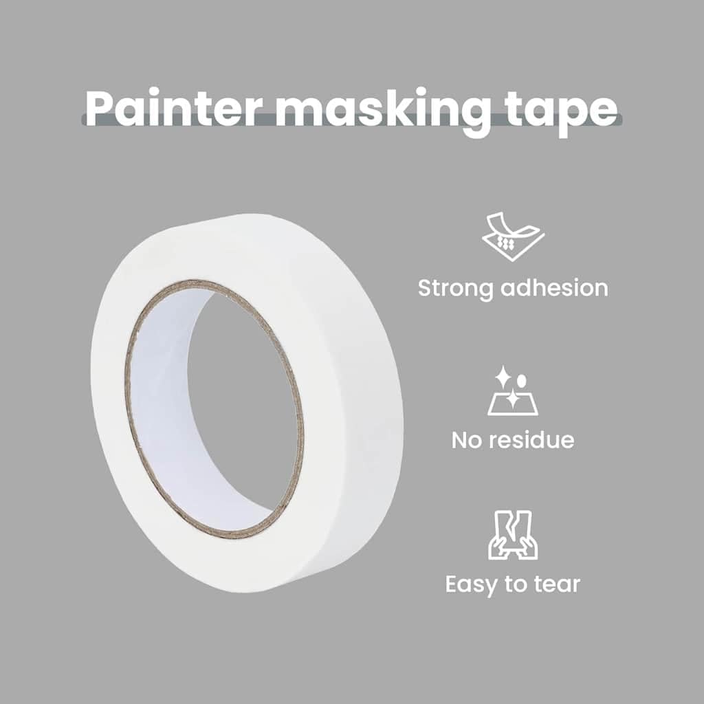 vidaXL Nastri Adesivi per Pittori 50 PCS Bianco 25mm x 50m Carta, Nastro da Lavoro, Soluzione precisa per mascherare, Protezione superfi CIE, Fai da Te, Attrezzatura Multiuso