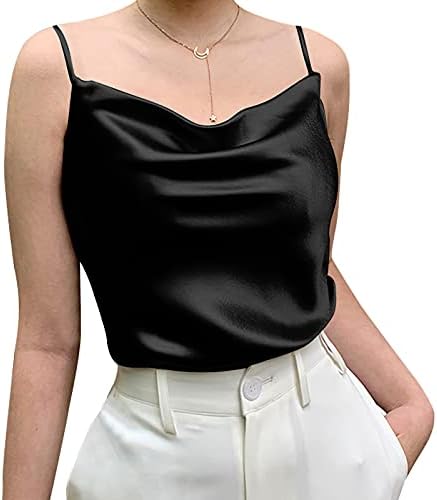 Miqieer Basic Women's Silk Tank Top Ladies V-Neck Camisole Silky ...