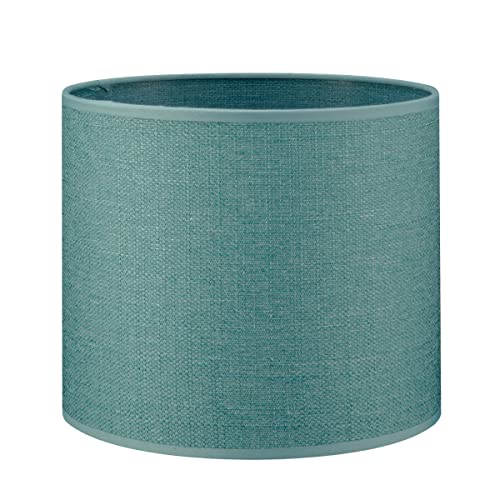 Home Sweet Home Moderner Lampenschirm Canvas | Zylinder |20/20/17cm | Türkis | Stoff-Lampenschirm aus Baumwolle | für E27 Lampenfassung | RoHS-geprüft | geeignet für Wandleuchte