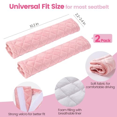 Image of Amooca Soft Auto Seat Belt Cover Seatbelt Shoulder Pad Cushions 2 PCS for a More Comfortable Driving Universal Fit for All Cars and Backpack Dirty Pink