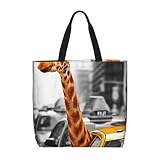 Aseelo The Underwater World Sac à main en forme de poisson tropical pour femme, sac fourre-tout grande capacité pour le shopping, l'école, le travail, les affaires, Girafe à New York, Taille unique